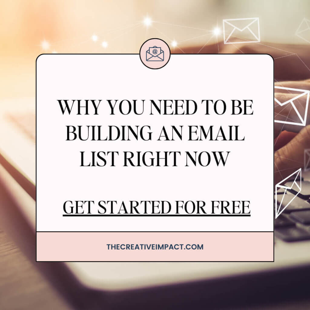 hands typing on keyboard with text overlay - why you need to be building an email list now. Get started for free